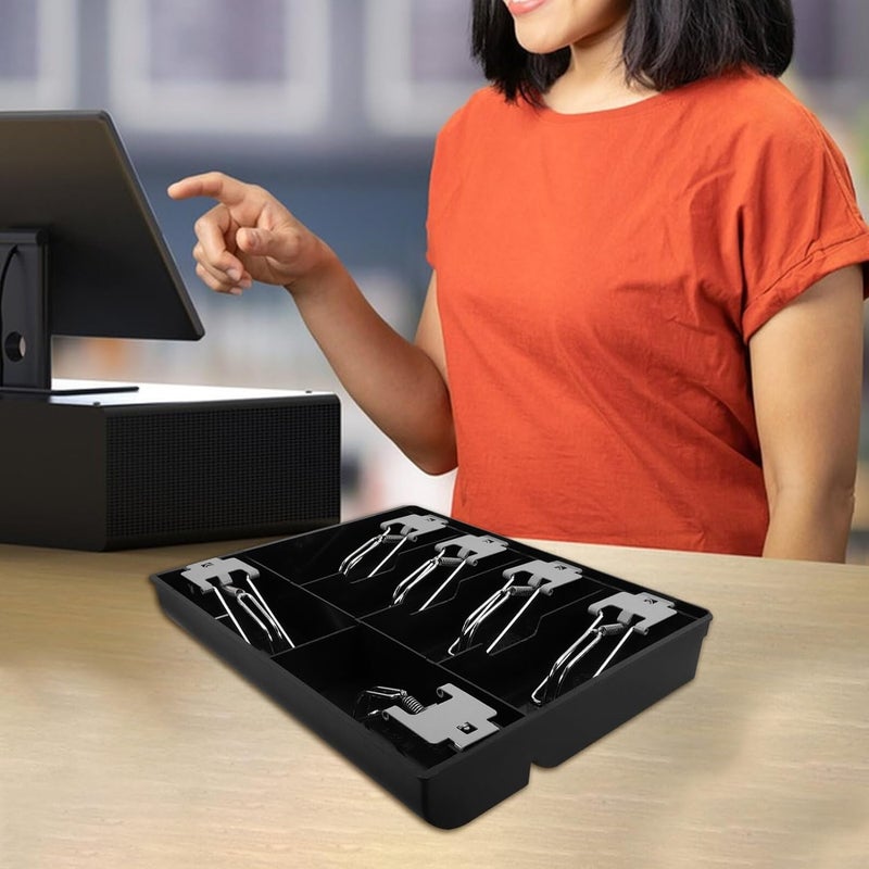 OHPHCALL Cash Drawer Tray Register Drawer Insert Tray 4 Bill Money Currency Till Replacement Money Organizer Storage Box for Storage Black - Image 2